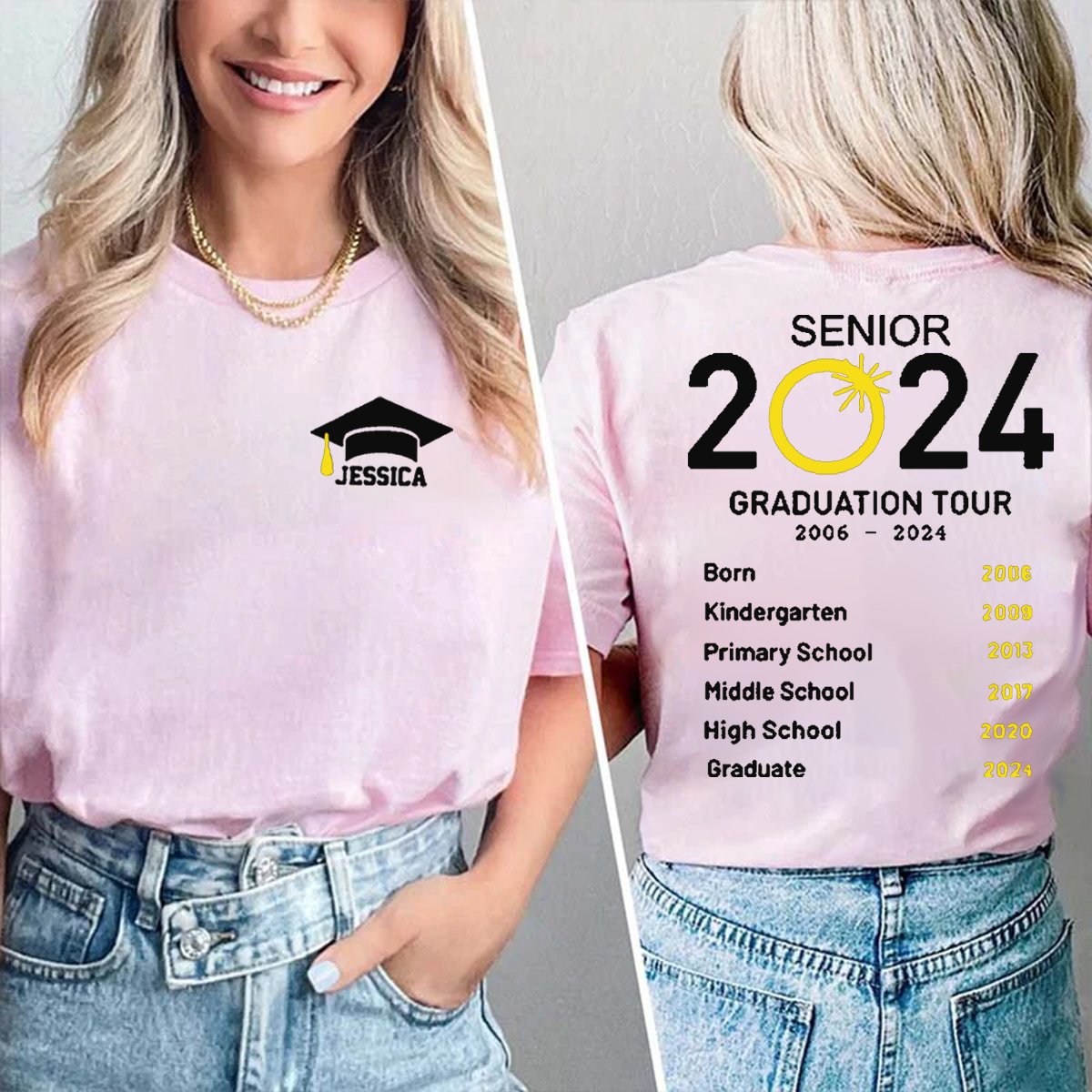 Personalized Graduation Tour Teacher Two Sided T-Shirt