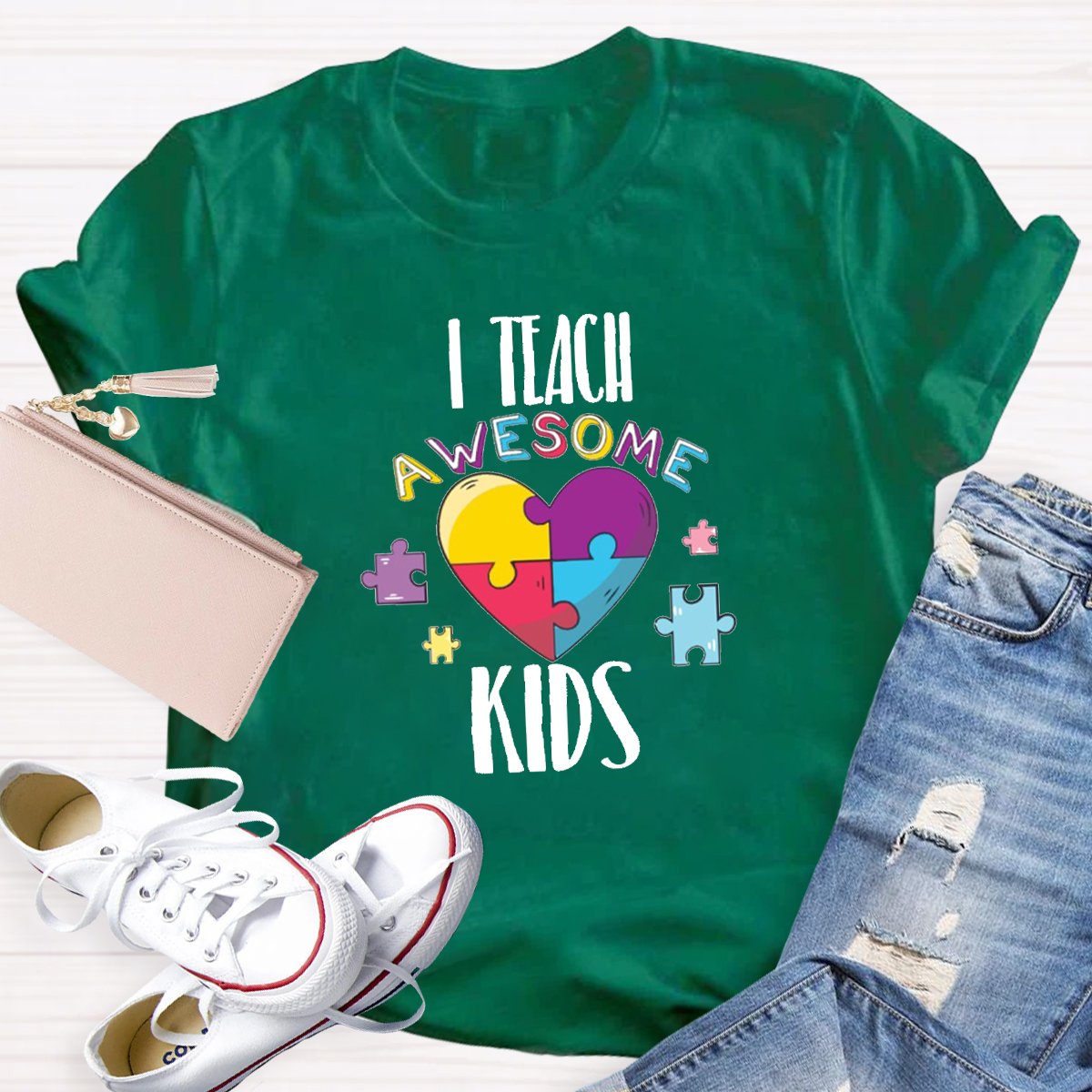 I Teach Awesome Kids Teacher Shirt
