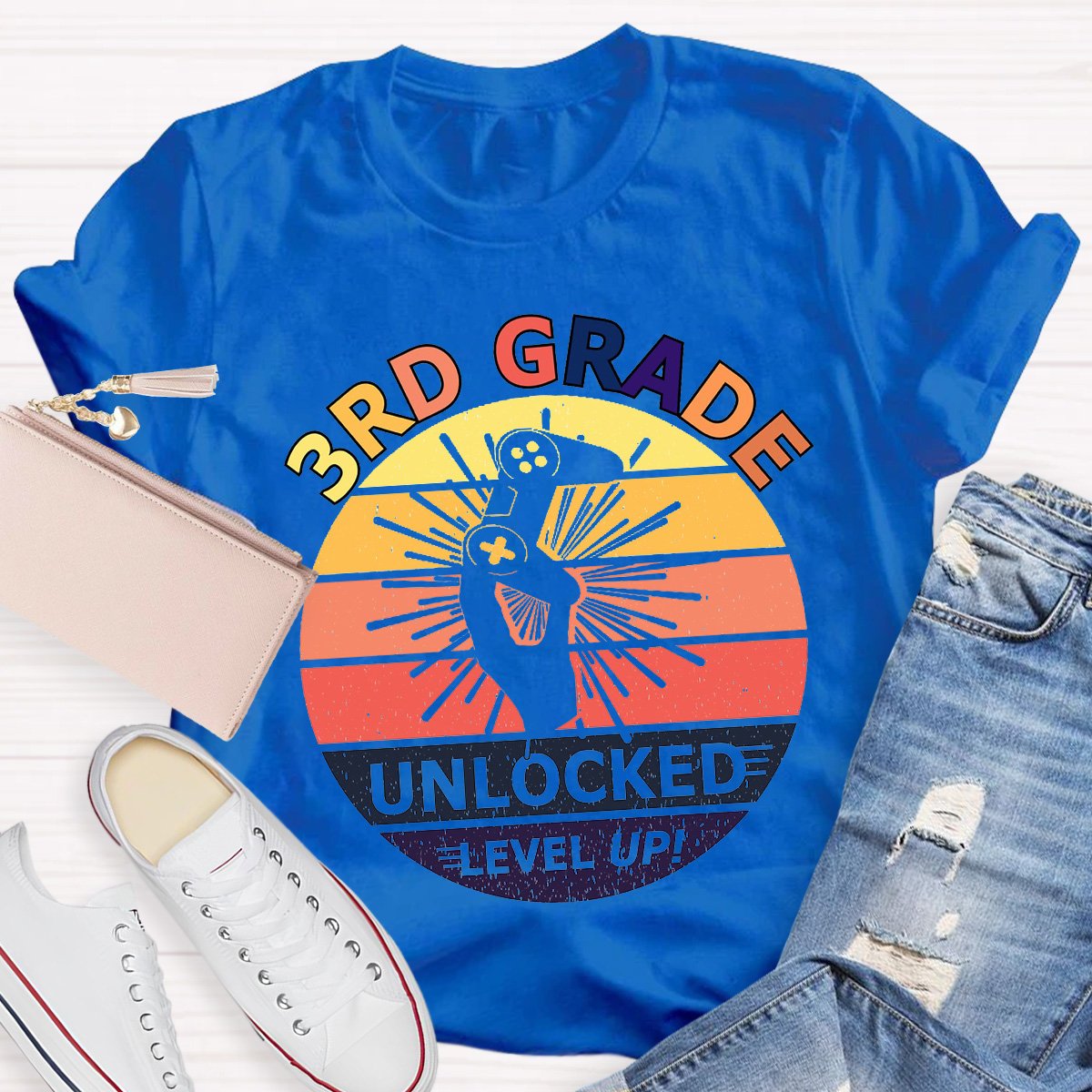 Personalized 3rd Grade Unlockede Level Up Teacher Shirt