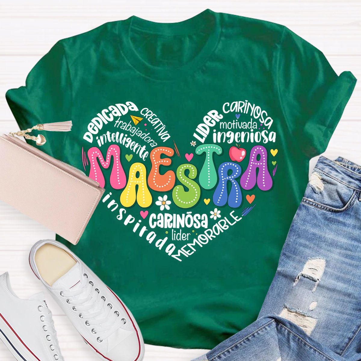 Maestra Spanish Teacher Heart T-Shirt