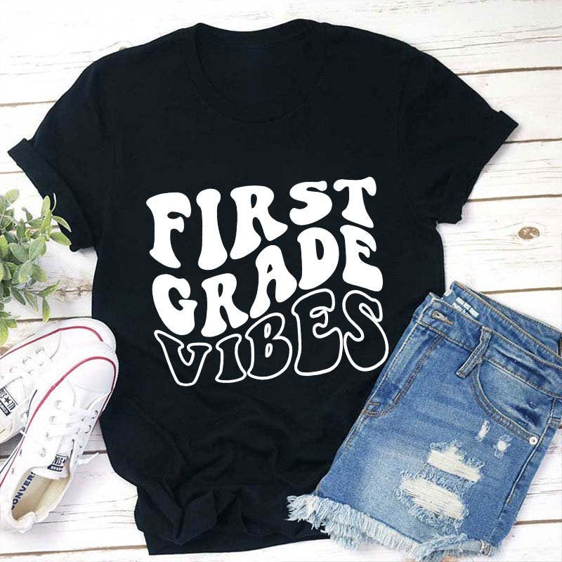 Personalized Grade Vibes Teacher T-Shirt