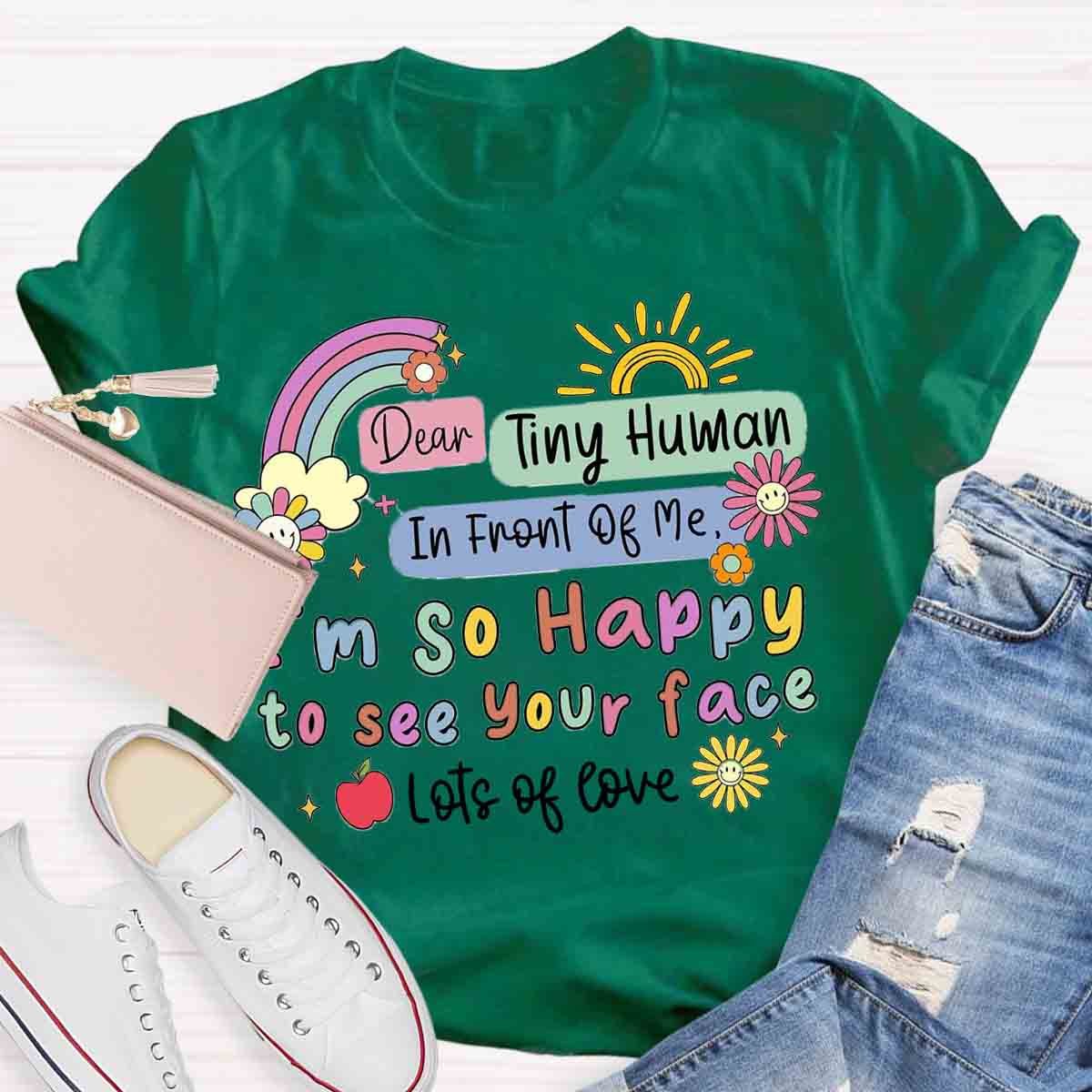 So Happy To See Your Face Teacher Casual Print T-shirt