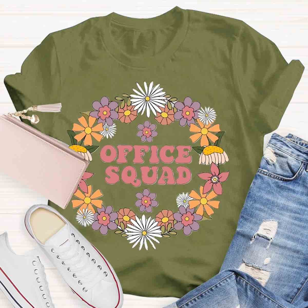 School Office Squad Floral Teachers T-Shirt