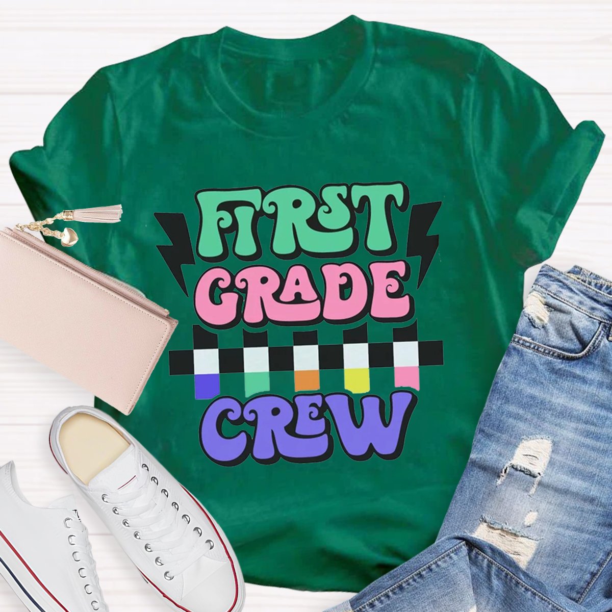 Personalized First Grade Crew Teacher Shirt