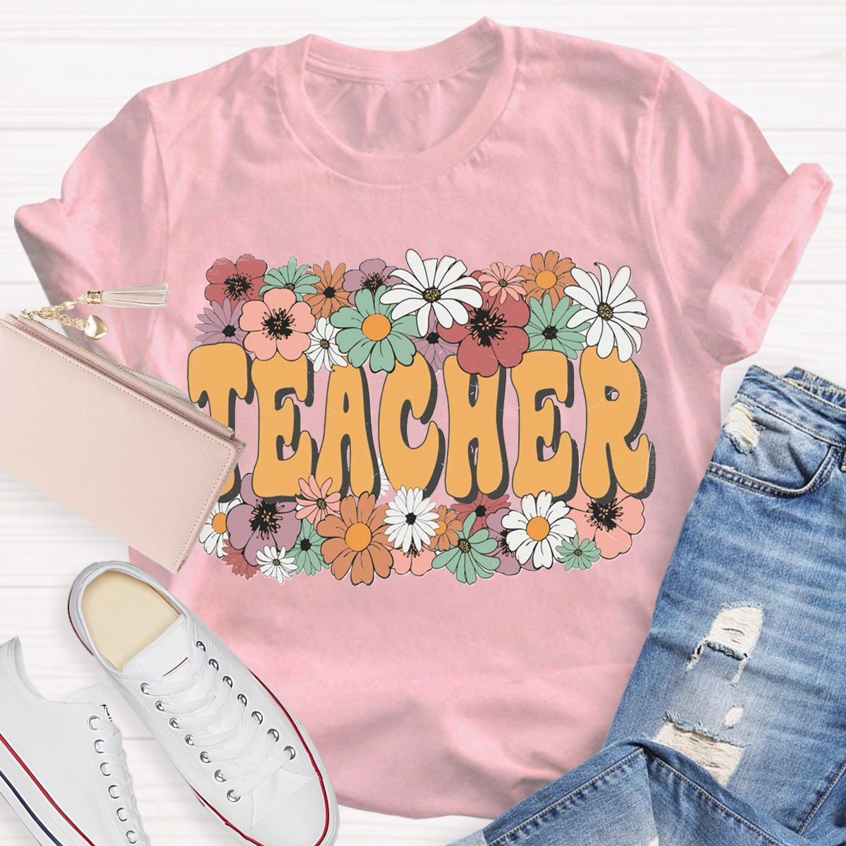 Cute Floral Trendy Teacher Shirt