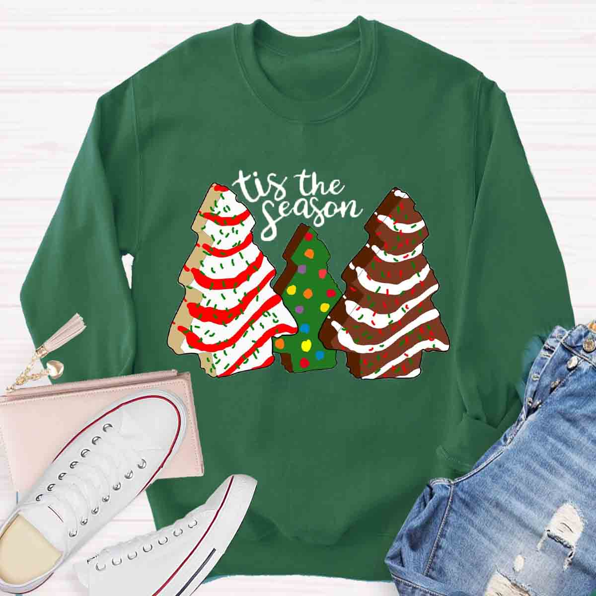 Tis the Season Christmas Tree Cakes Sweatshirt