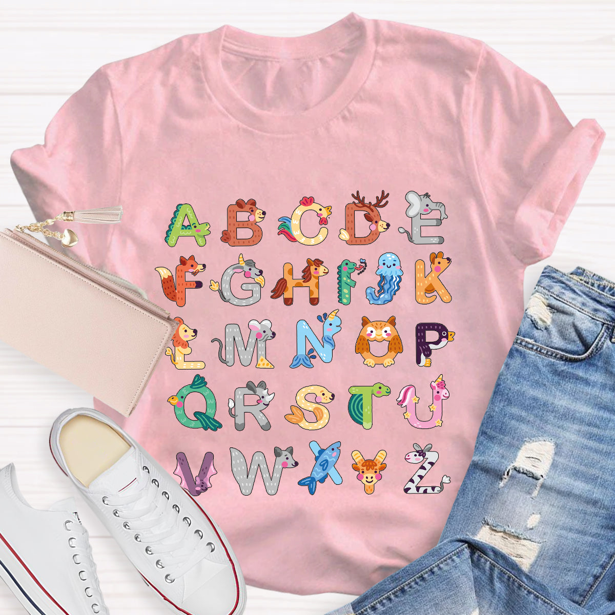 Animal Alphabet Clipart Teacher Shirt