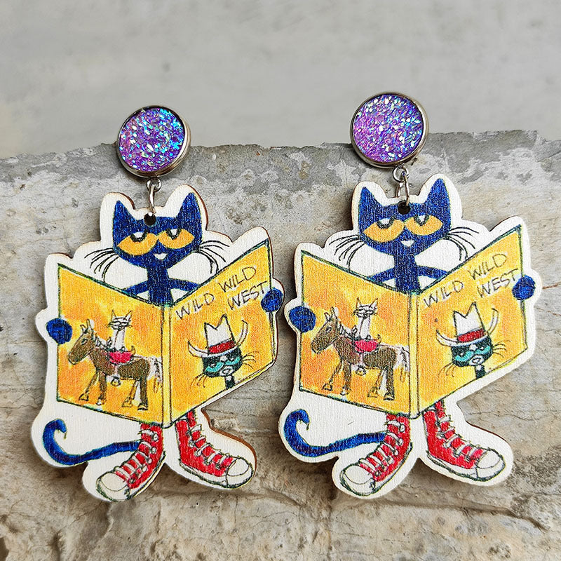 Crayon Cute Cat Color Earrings