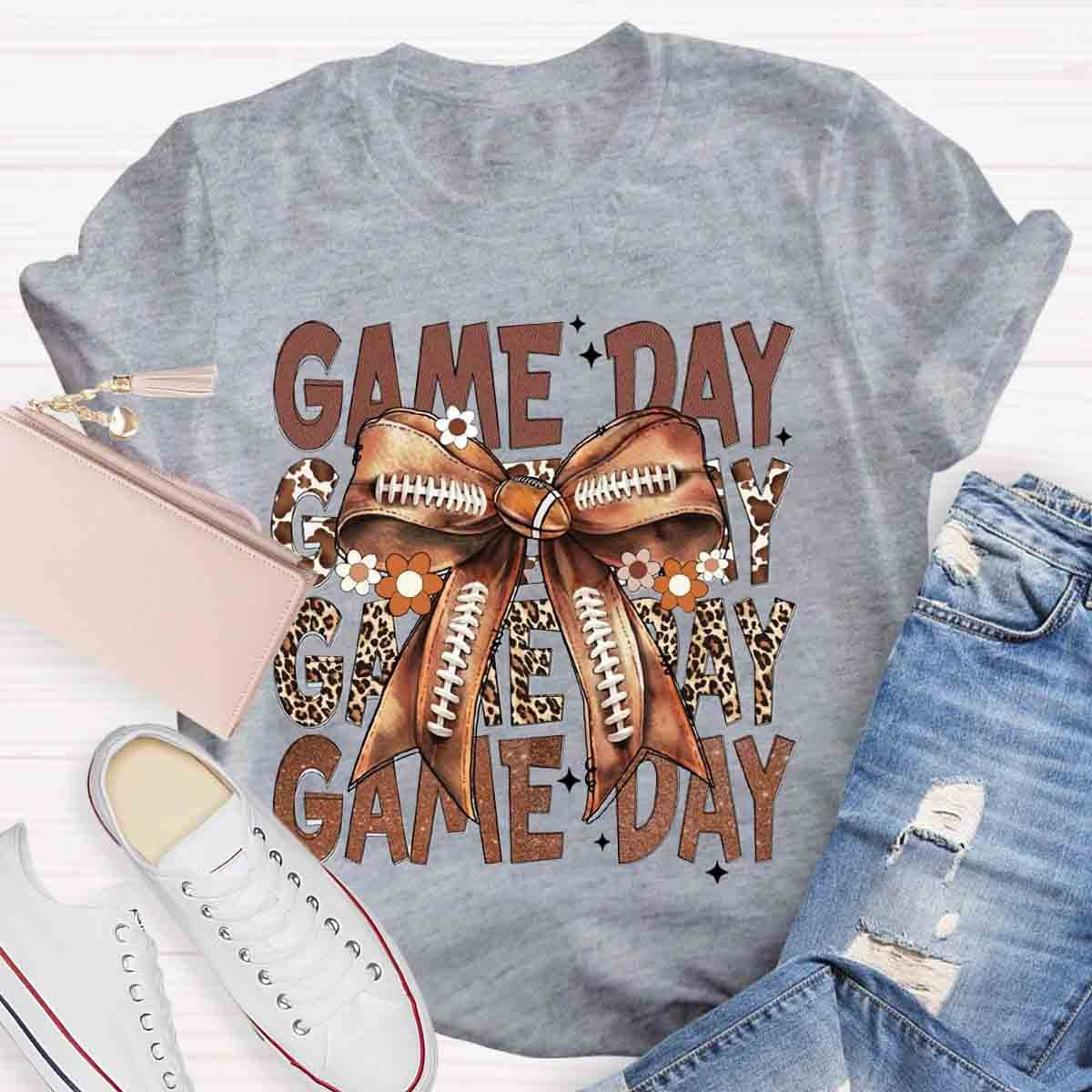 Game Day Football Bow T-Shirt