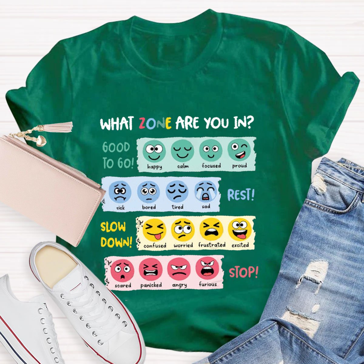 Zone Of Regulation Mental Health Teacher T-Shirt