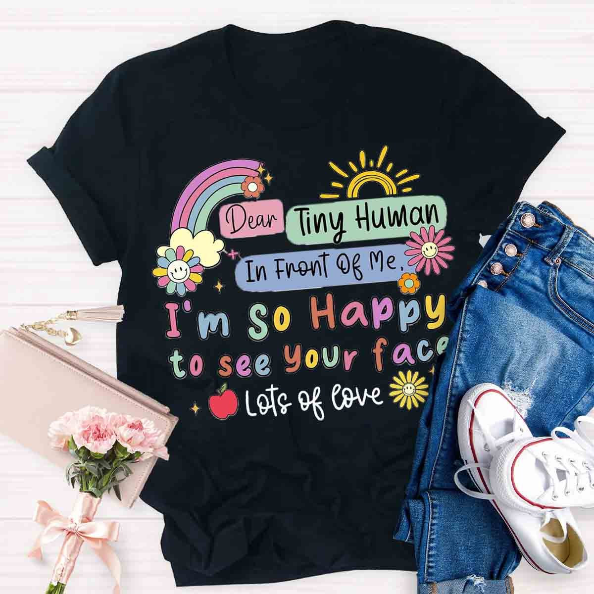 So Happy To See Your Face Teacher Casual Print T-shirt