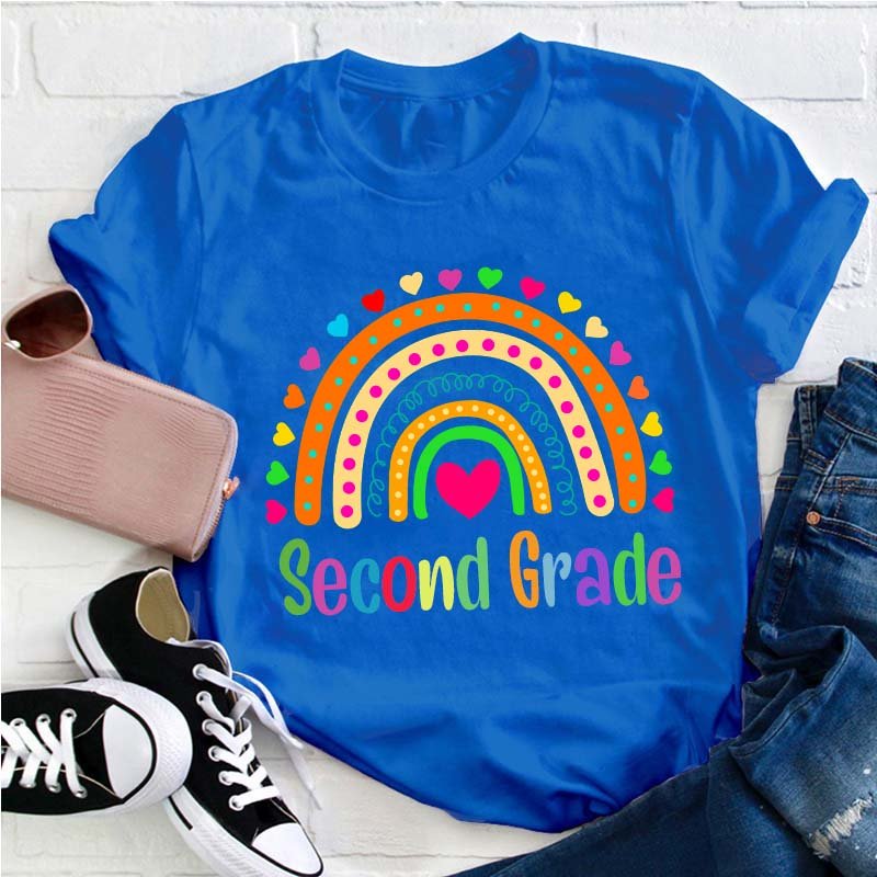 Personalized Colorful Heart Rainbow Teacher T-Shirt