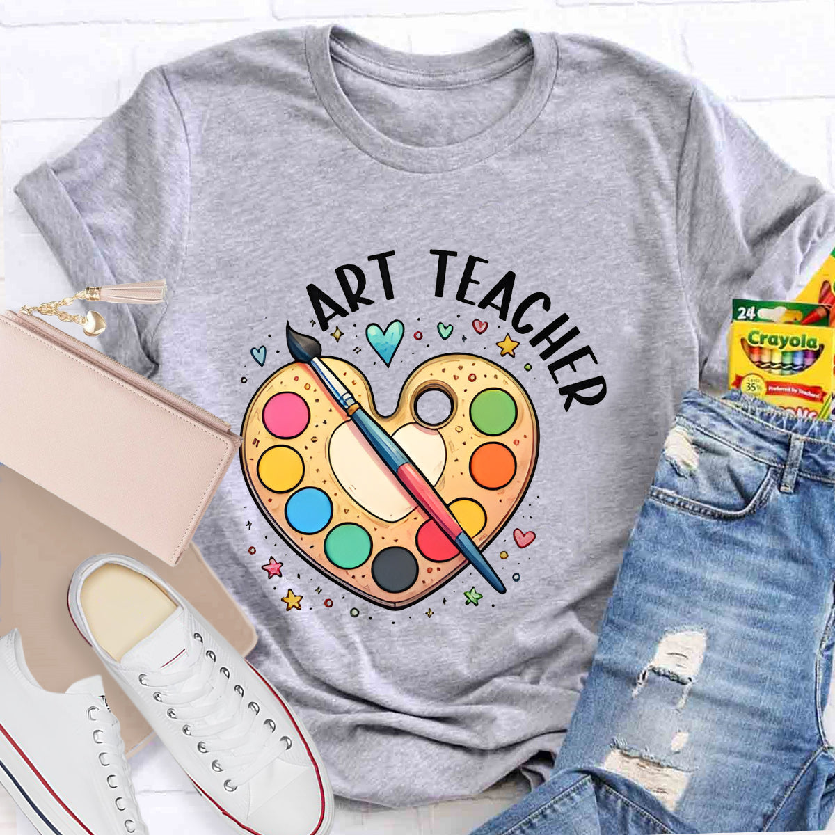 Art Teacher Heart Teacher T-Shirt