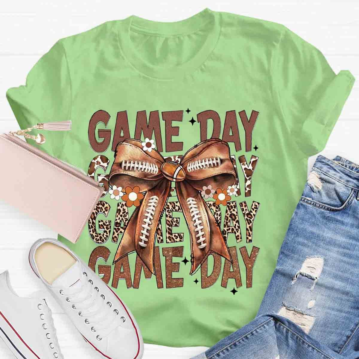 Game Day Football Bow T-Shirt