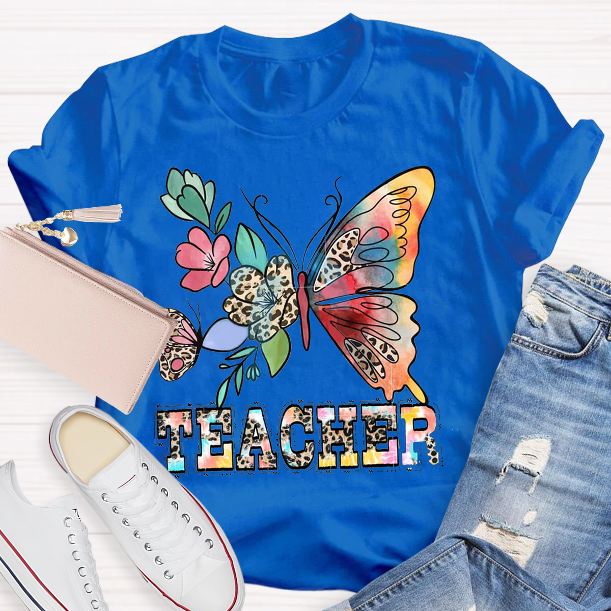 Teacher Life Flower Butterfly T-shirt