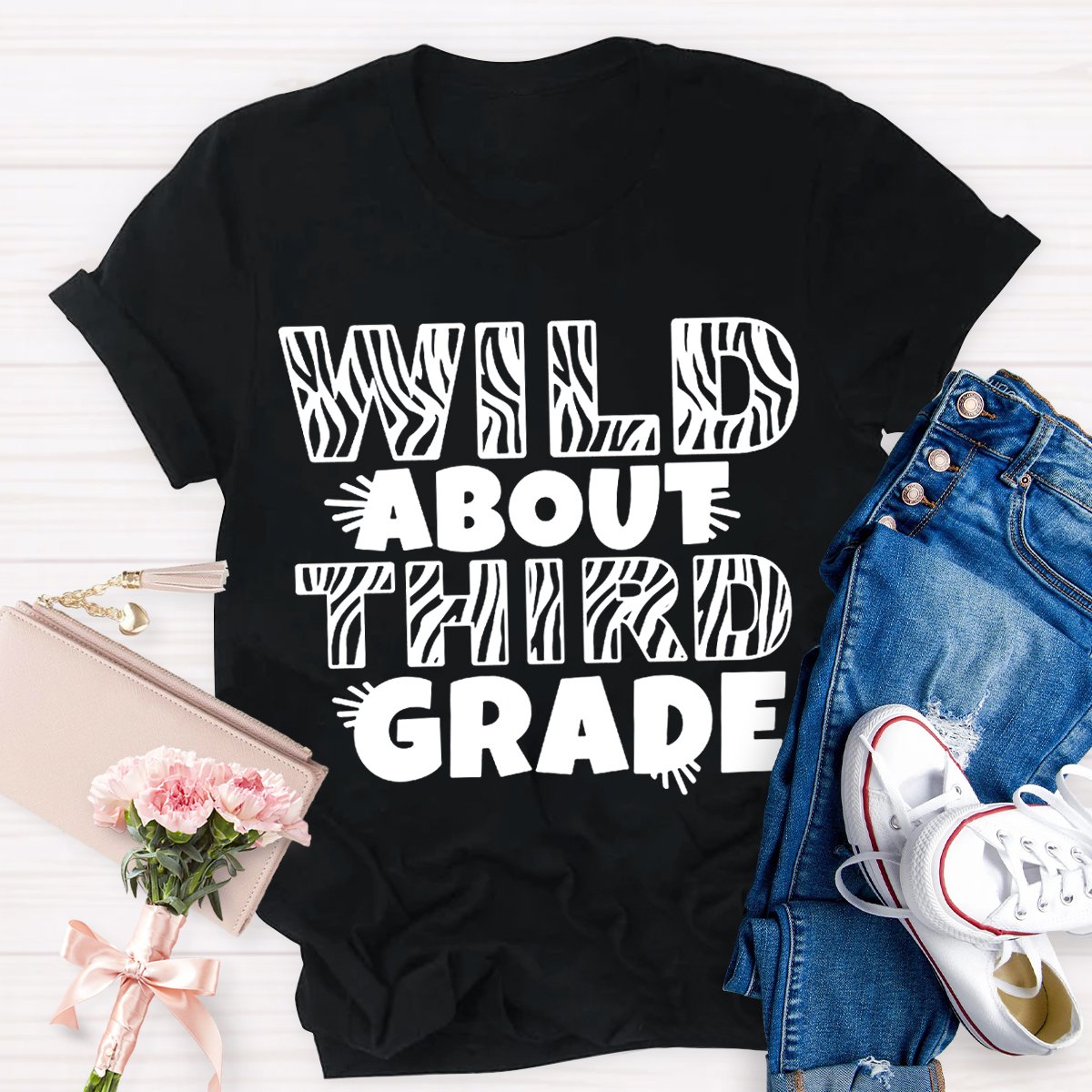 Personalized Wild About Third Grade Teacher Shirt