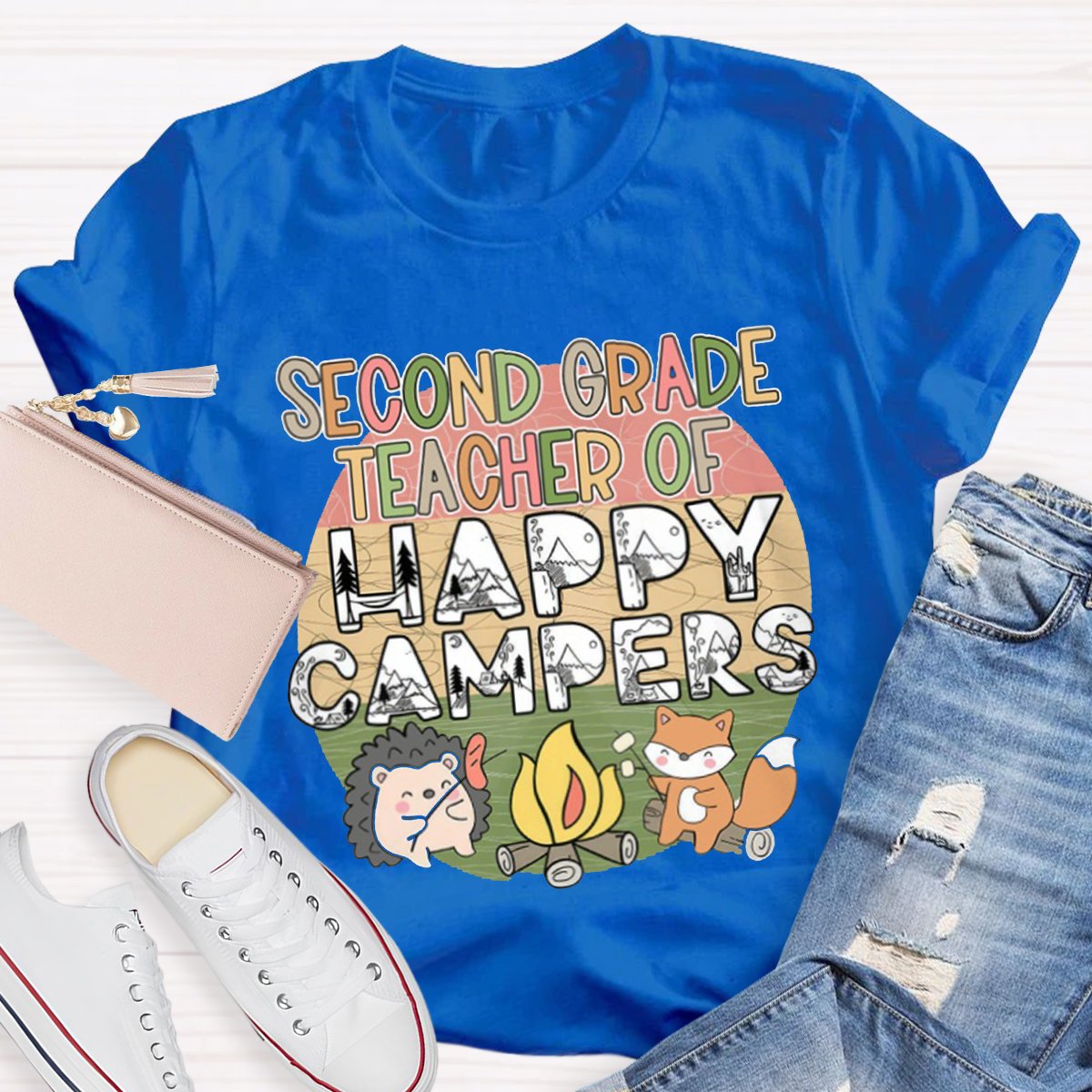 Personalized Second Grade Teacher Of Happy Campers Teacher Shirt