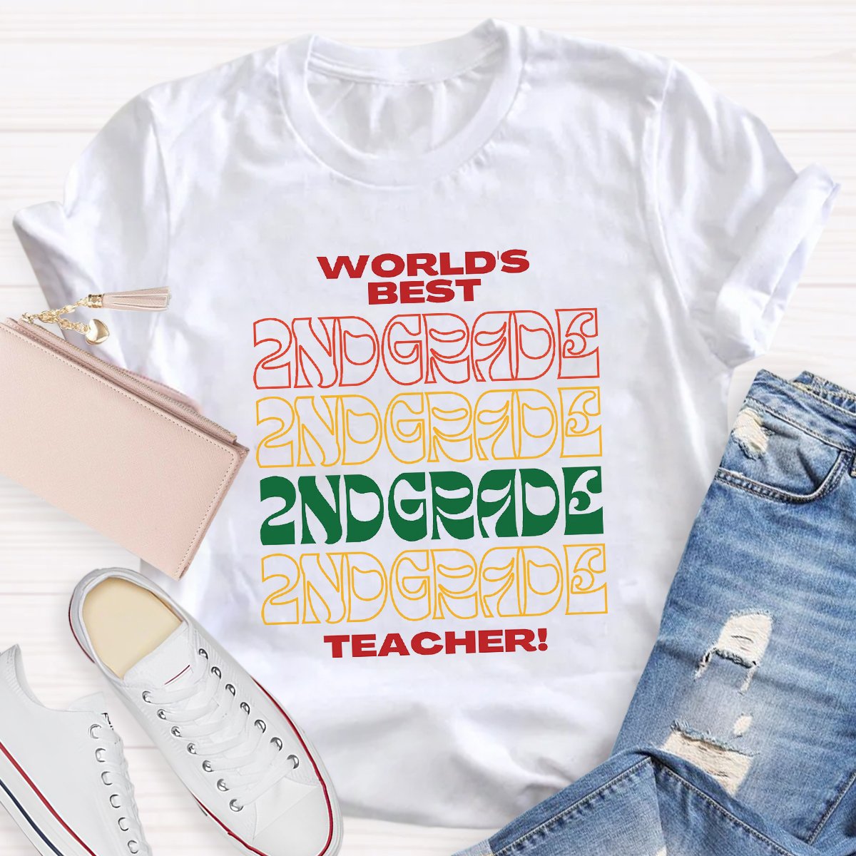 Personalized World's Best 2nd Grade Teacher Shirt