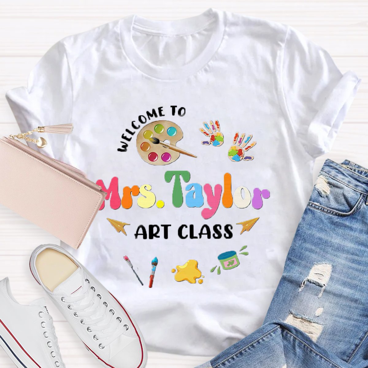 Personalized Art Teachers Name Welcome To Art Class T-Shirt