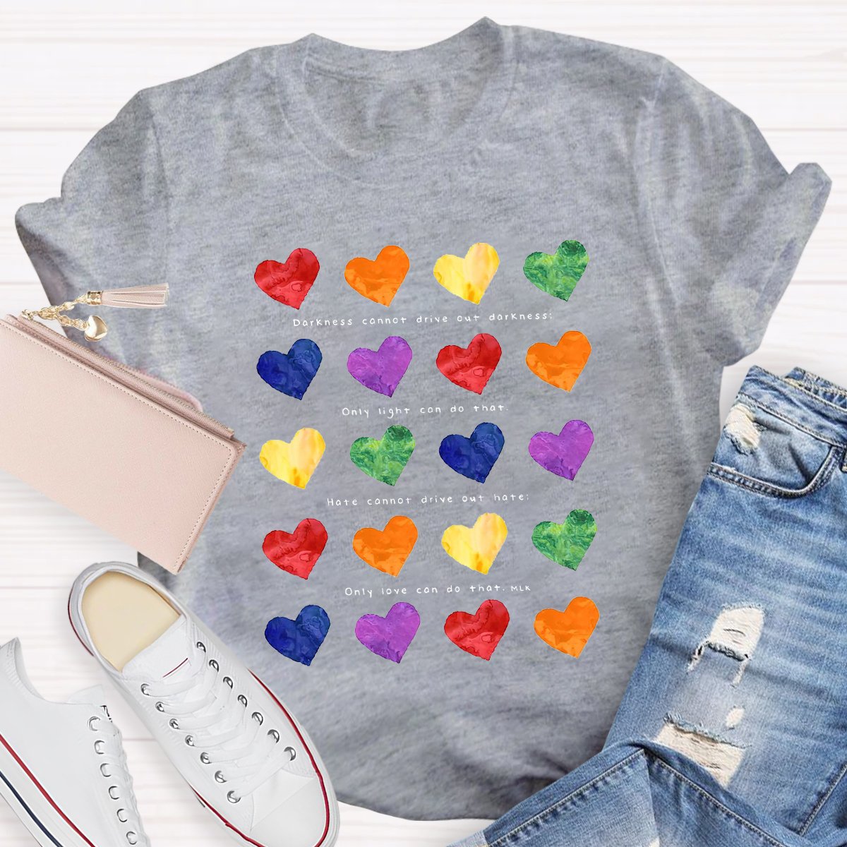 Colorful Hearts Teacher Shirt