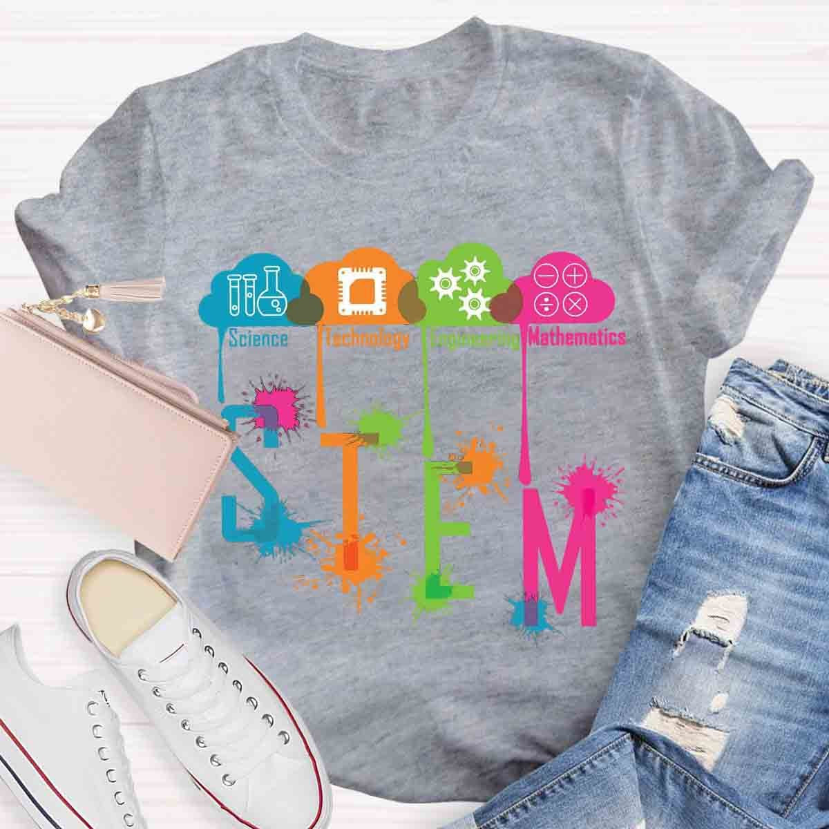 Color Splash Ink STEM Teacher T-Shirt