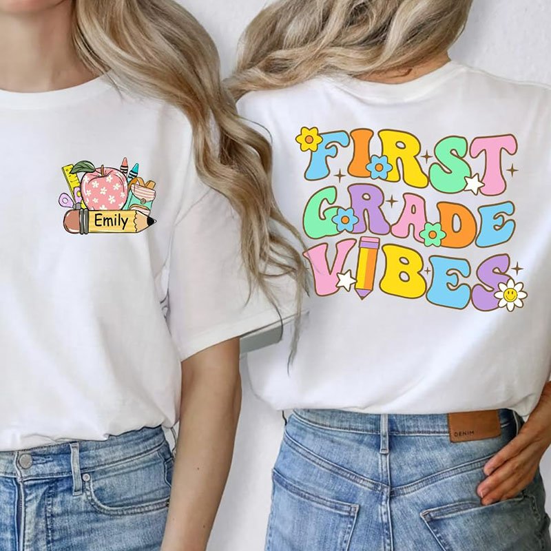 Personalized Grade And Name Vibes Double-sided printing T-Shirt