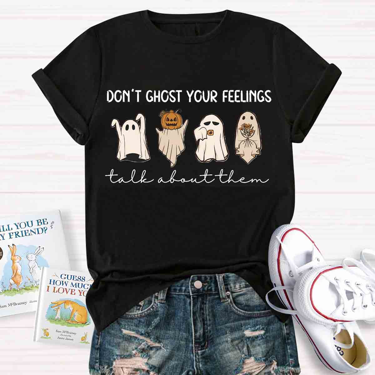 Don't Ghost Your Feelings Mental Health Halloween T-shirt