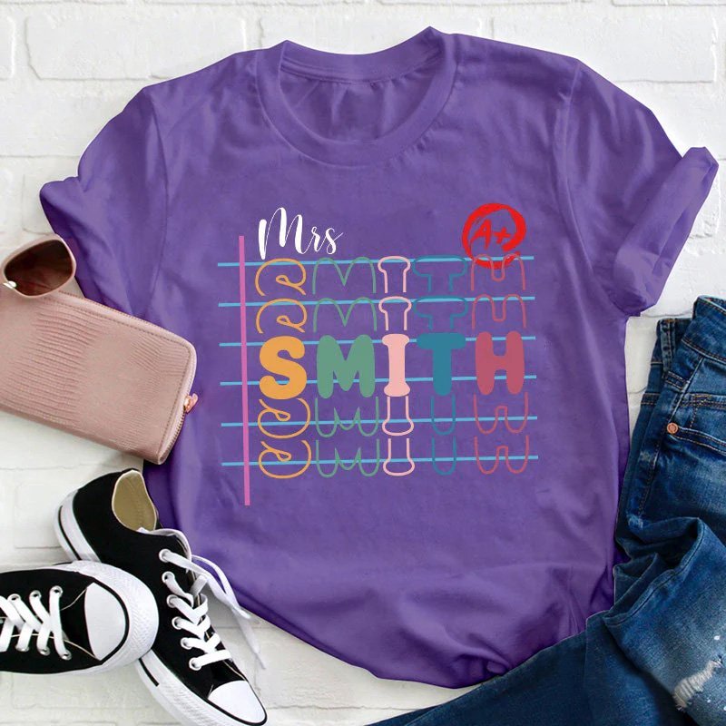 Personalized Teacher Name Colorful T-Shirt