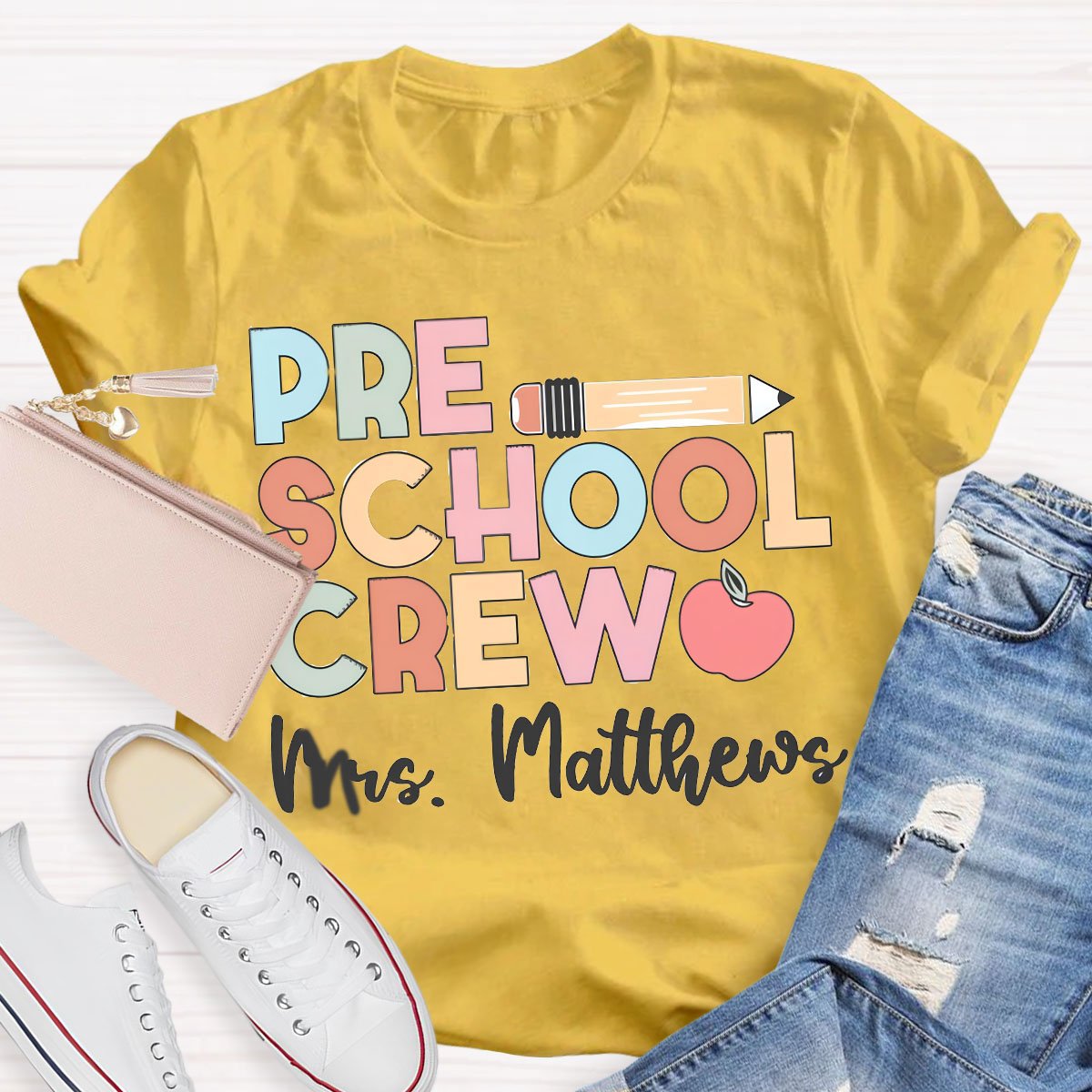 Personalized Teacher's Name And Grade Colorful Teacher T-Shirt