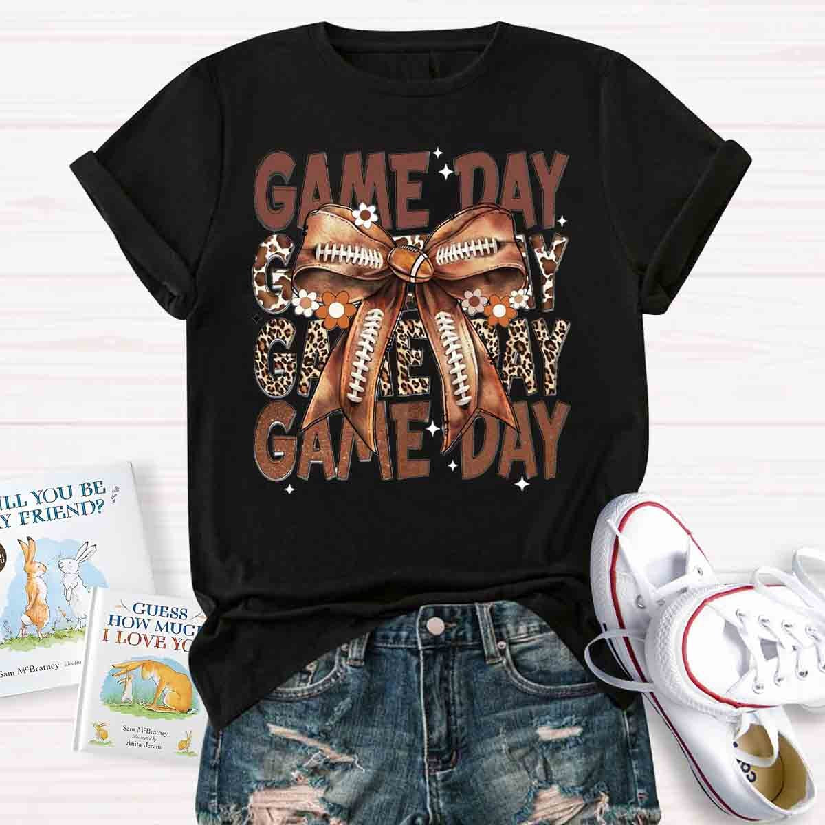 Game Day Football Bow T-Shirt