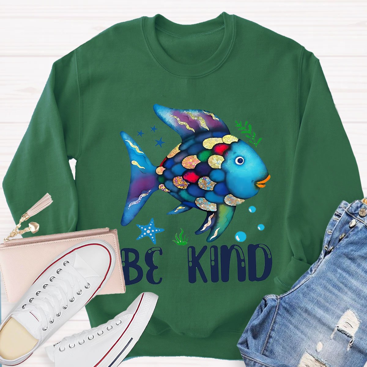 Be Kind Colorful Fish Sweatshirt