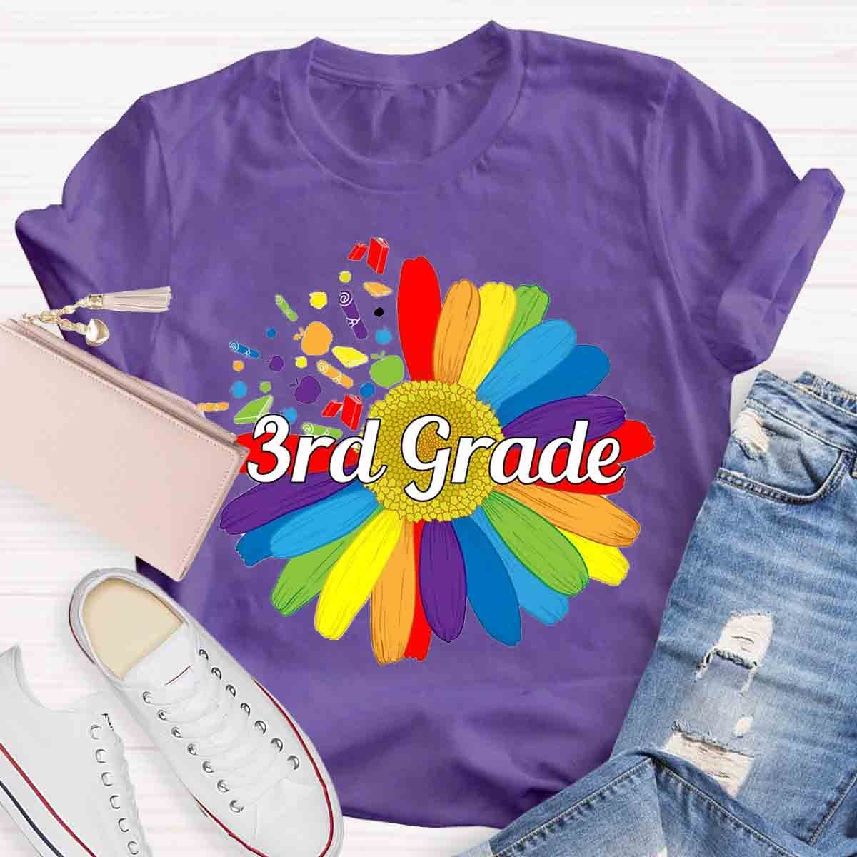 Personalized  Grade Colorful Daisy Print T-Shirt