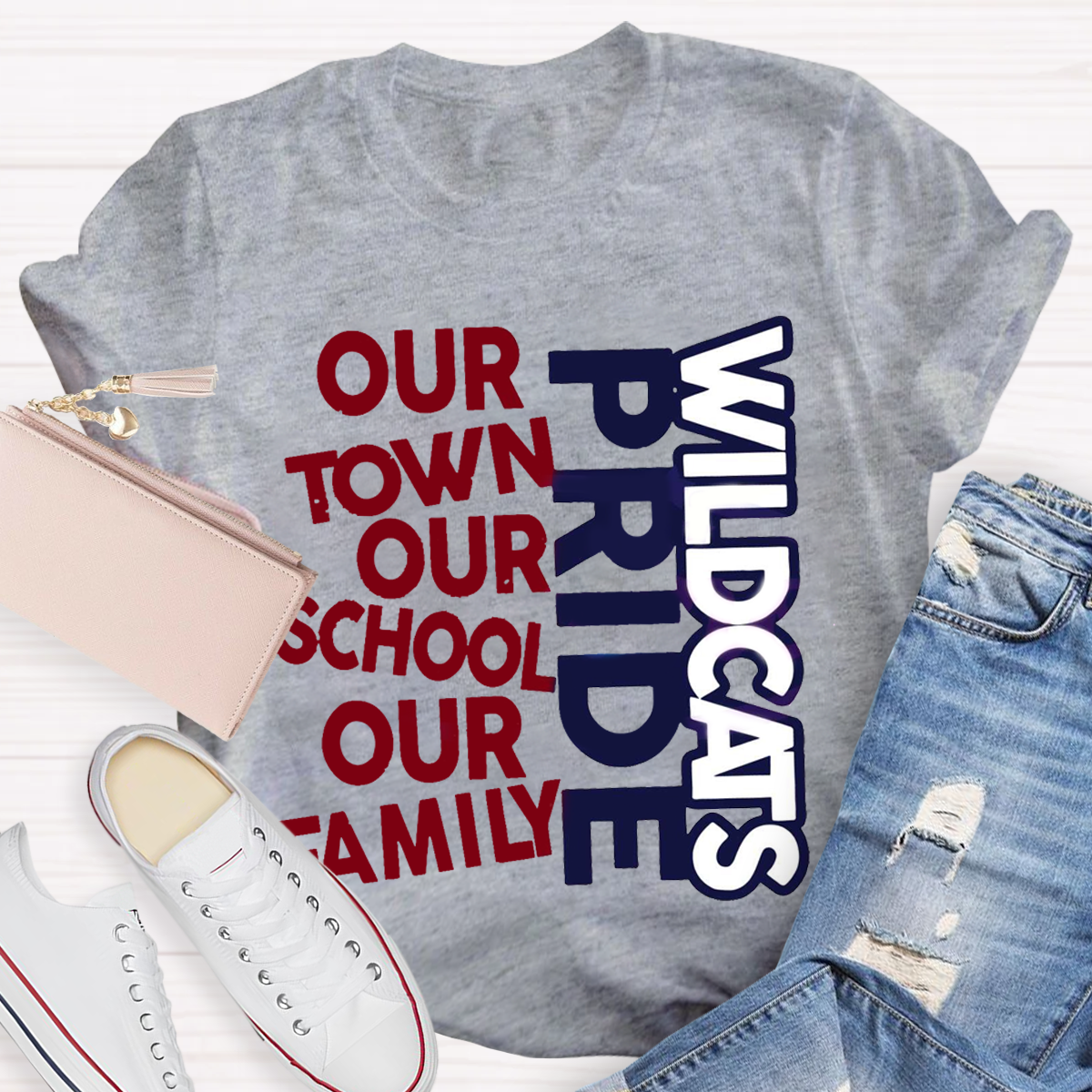 Personalized School Mascot Pride Our Town Our School Our Family Teacher T-Shirt