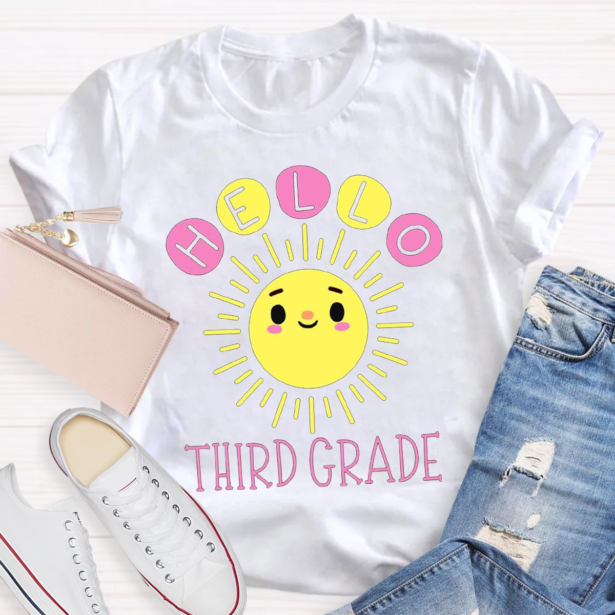 Personalized Hello Third Grade Teacher Shirt