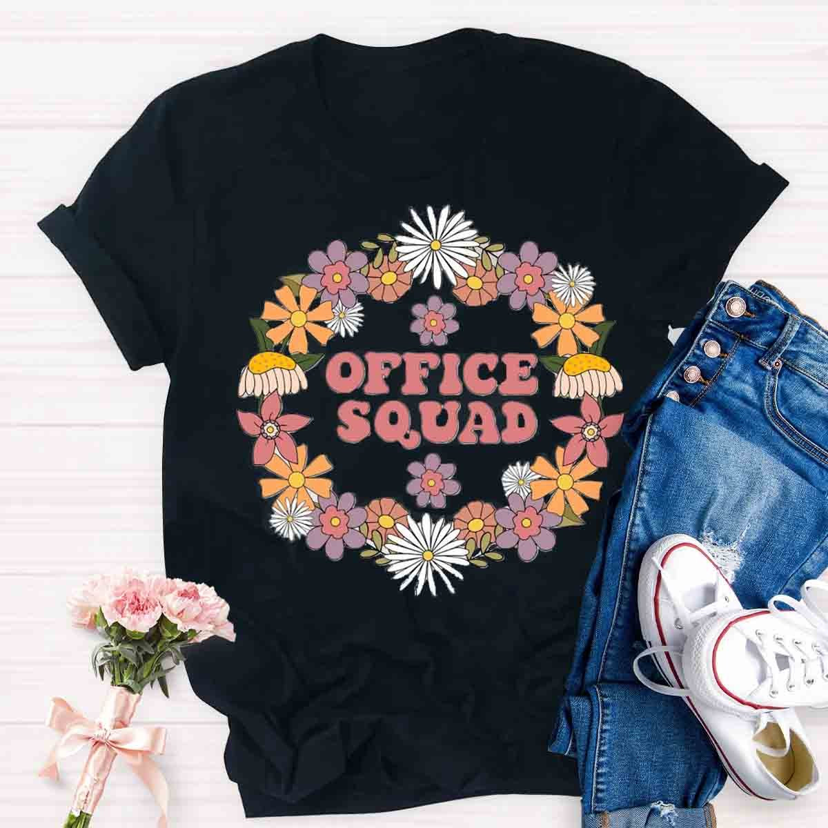 School Office Squad Floral Teachers T-Shirt