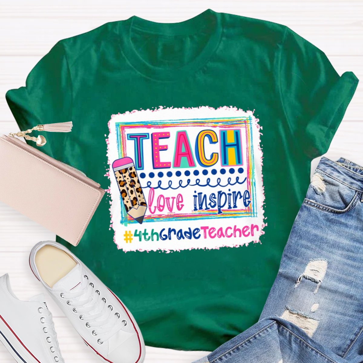 Personalized Teach Love Inspire Grade Teacher Teacher Shirt