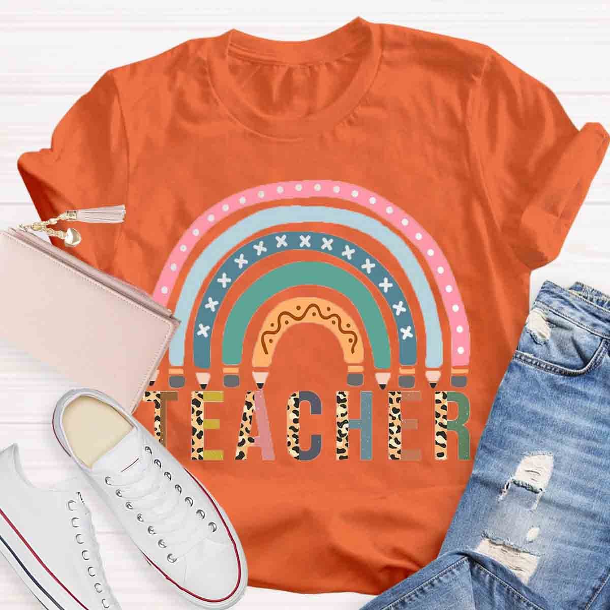 Rainbow Pencil  Teachers T-Shirt