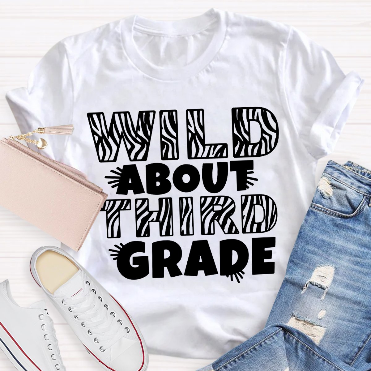 Personalized Wild About Third Grade Teacher Shirt