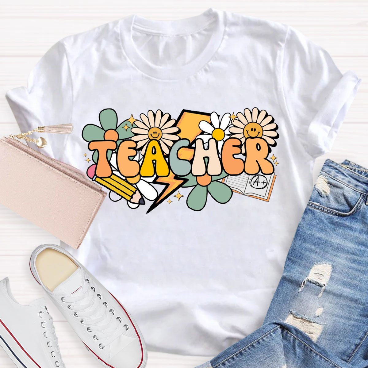 Teacher Sunflowers And Pencil  T-Shirt