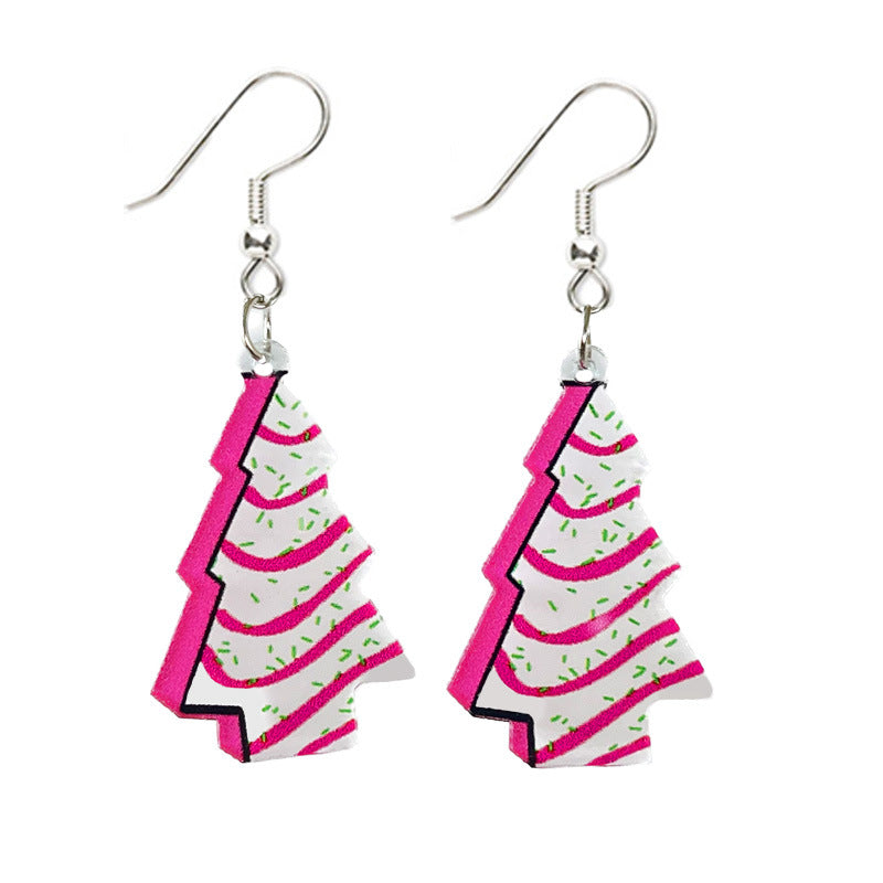 Pink Christmas Football Earrings