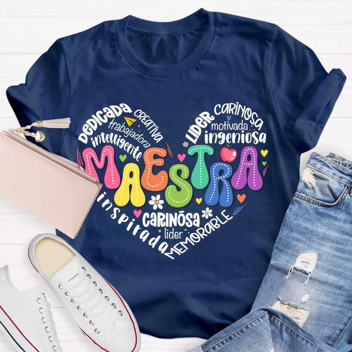 Maestra Spanish Teacher Heart T-Shirt