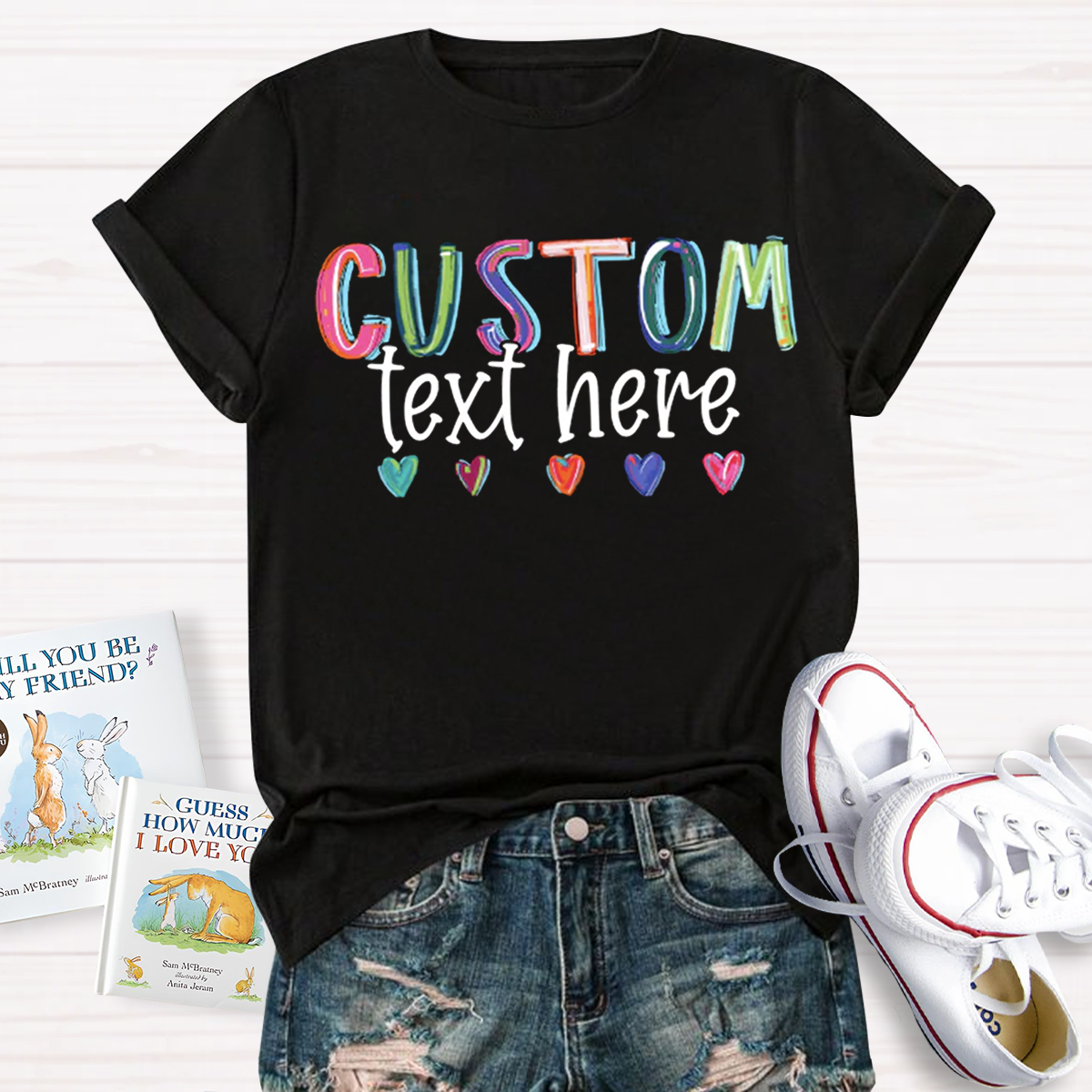 Personalized Your Text Colorful teacher T-shirt