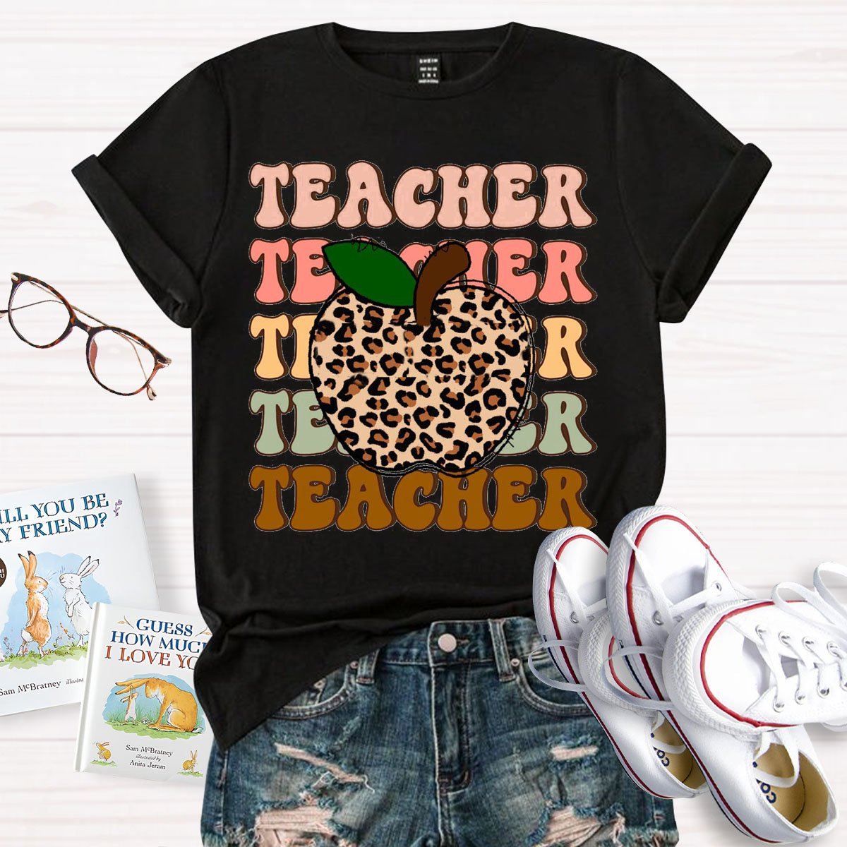 Leopard Apple Teacherabc T-Shirt