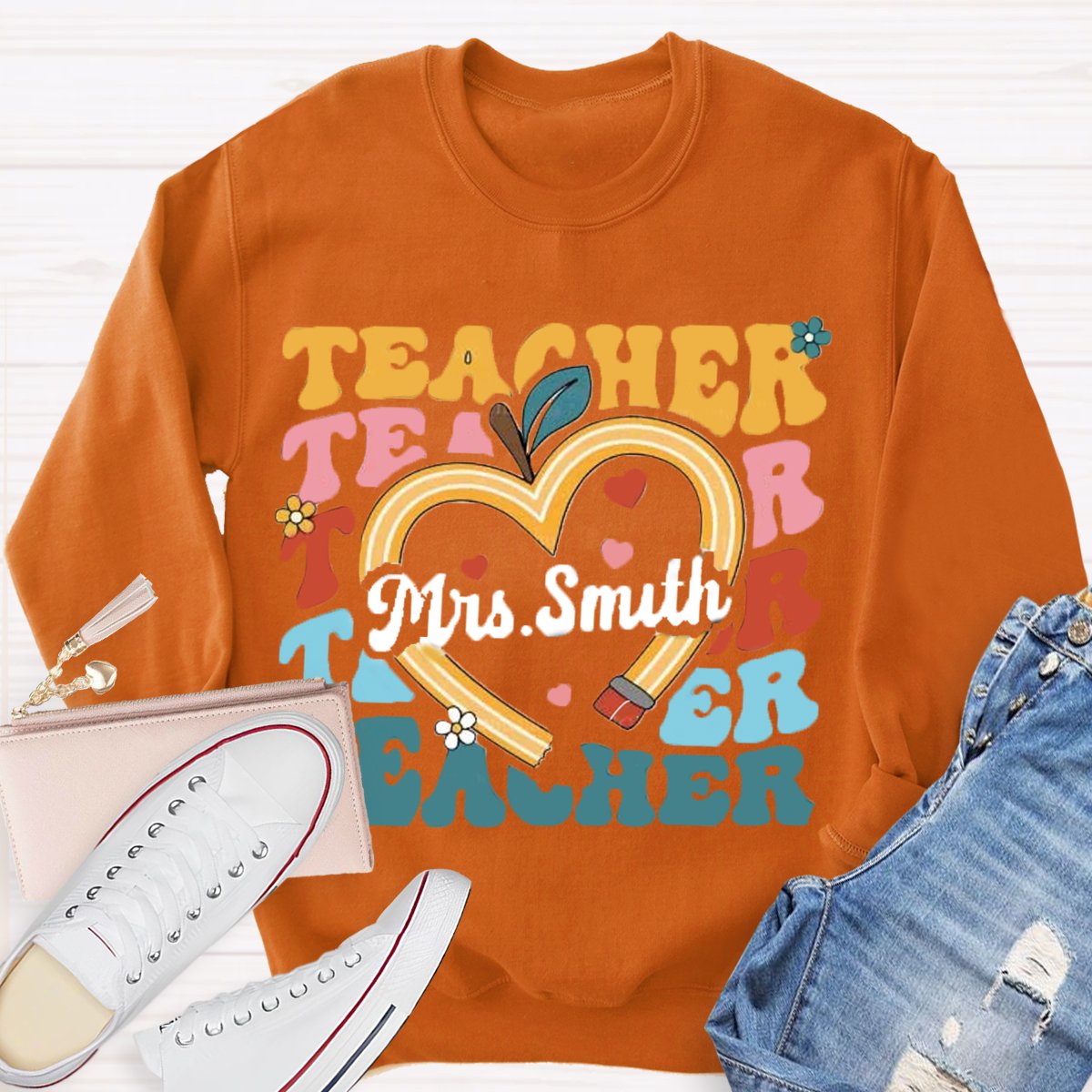 Personalized Teacher Name Pencil  Sweatshirt