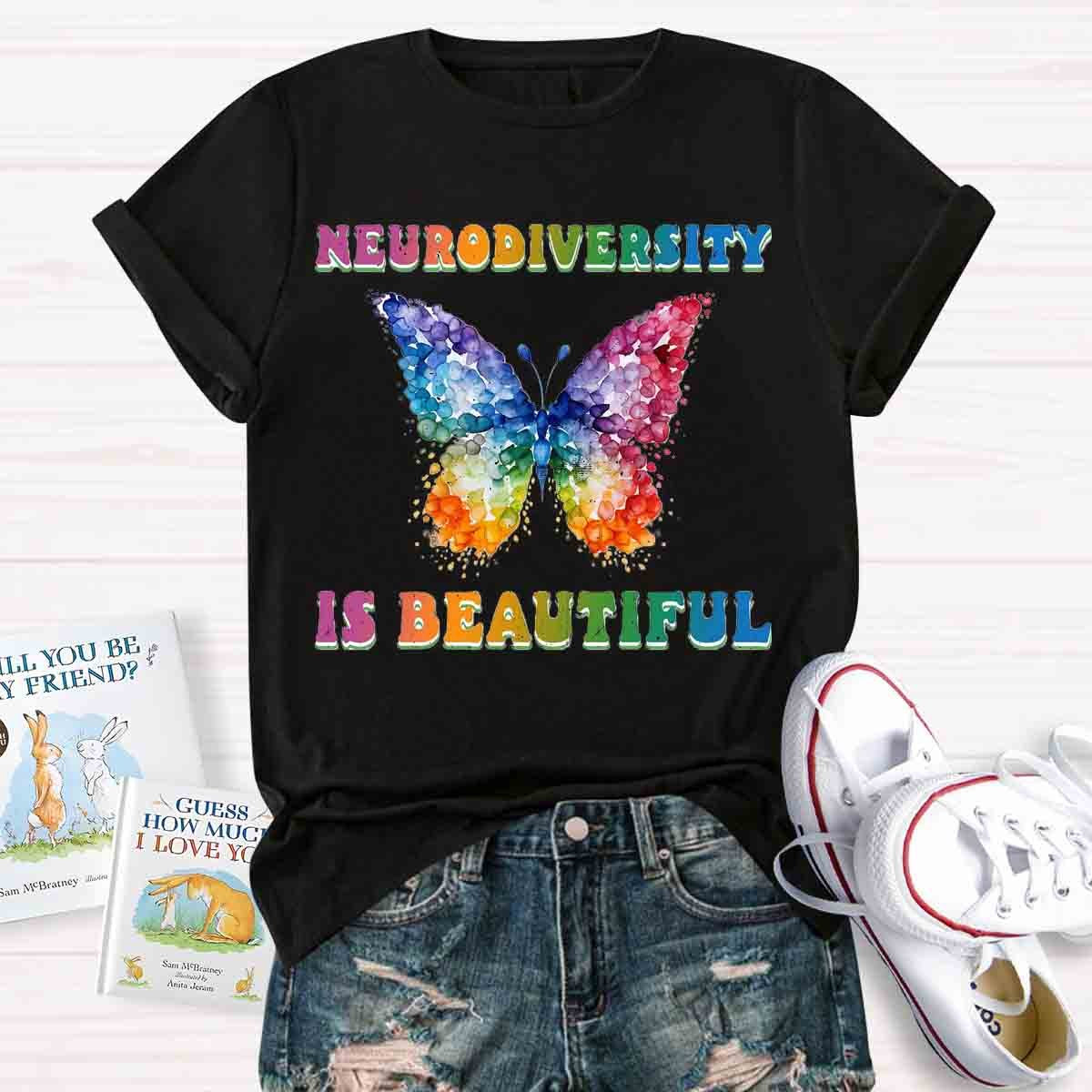 Neurodiversity is Beautiful Butterfly Design Special Ed Teacher T-Shirt