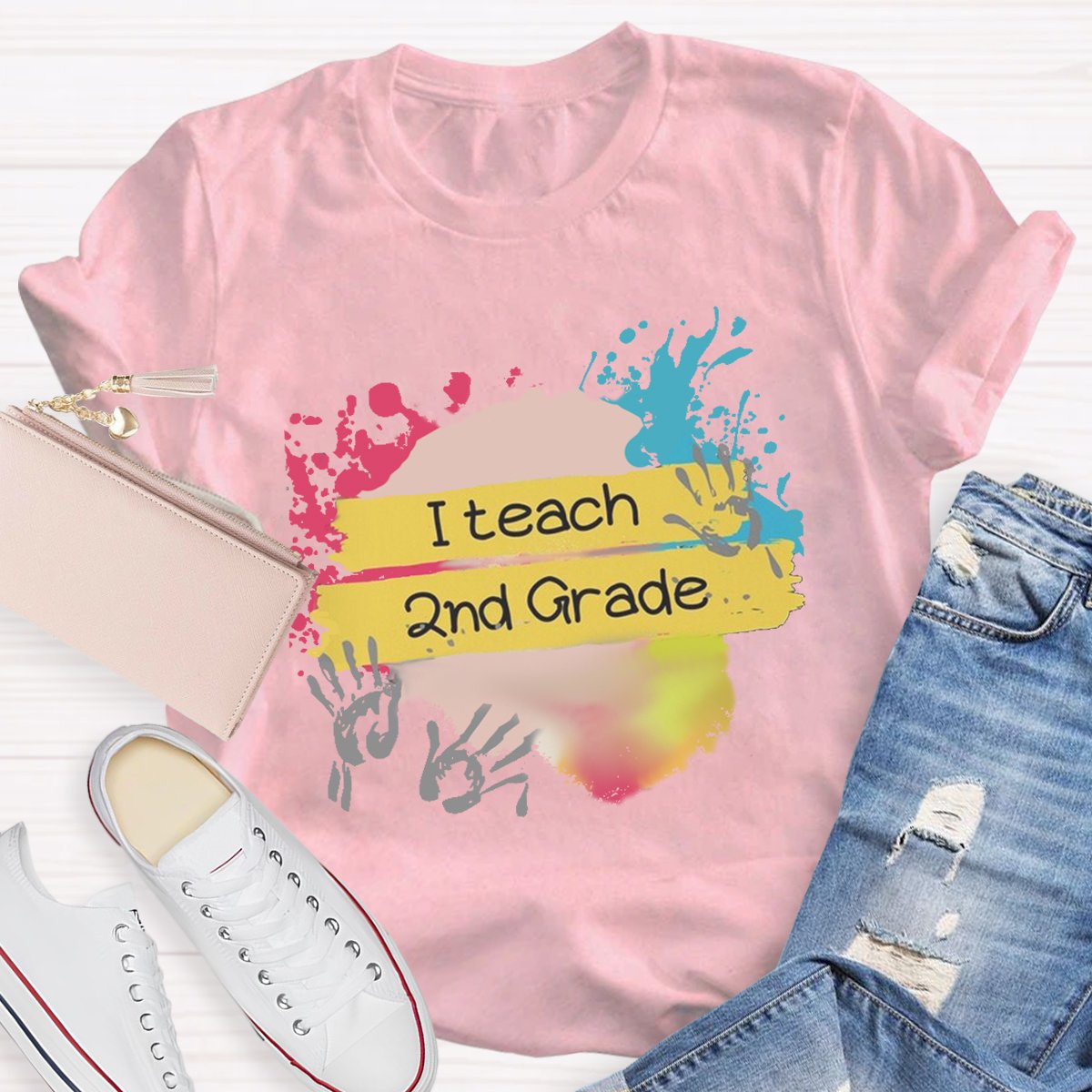 Personalized I Teach 2nd Grade Teacher Shirt