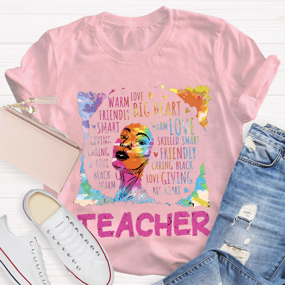 Crew Neck Black Teacher Casual T-Shirt