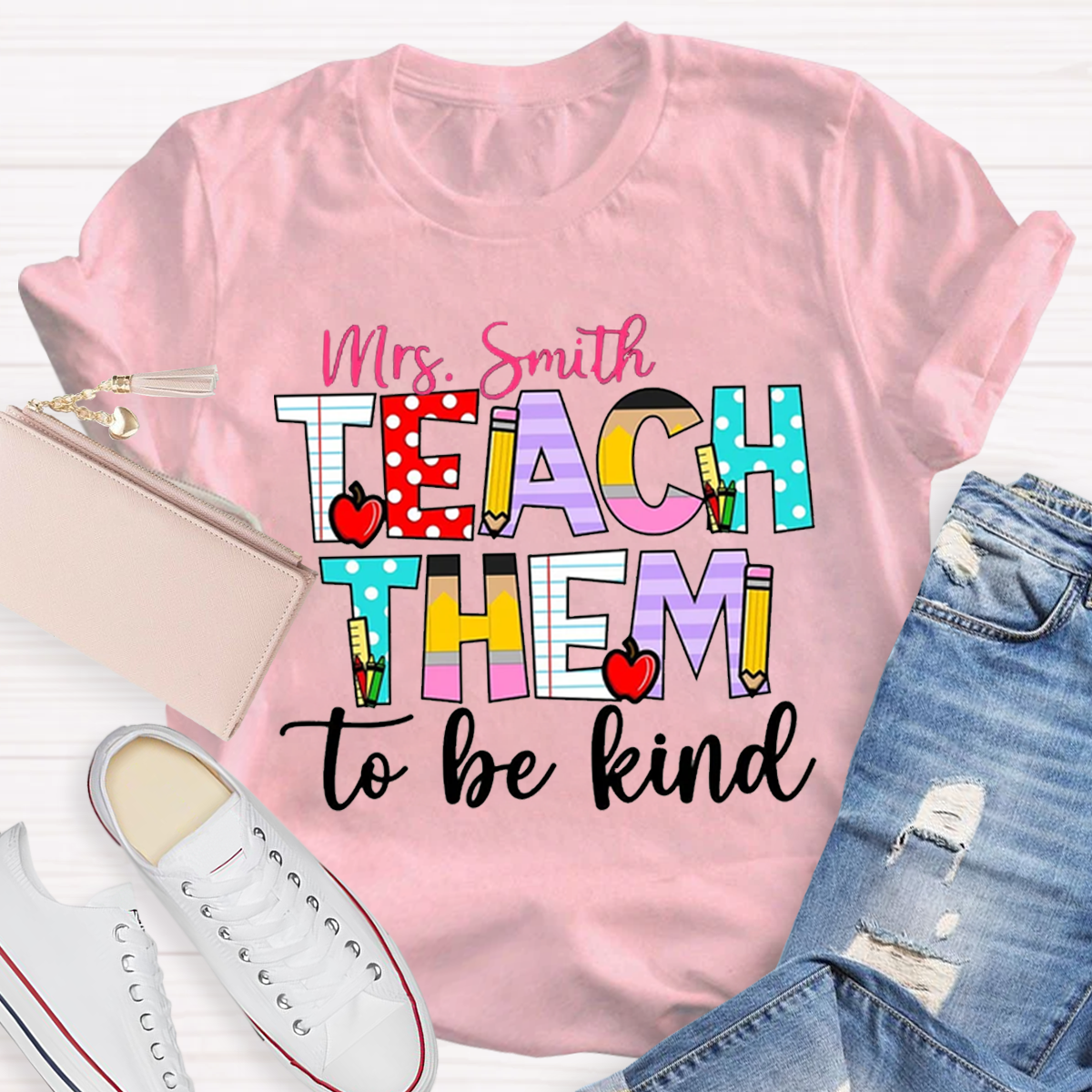 Personalized  Name Teach Them To Be Kind Shirt