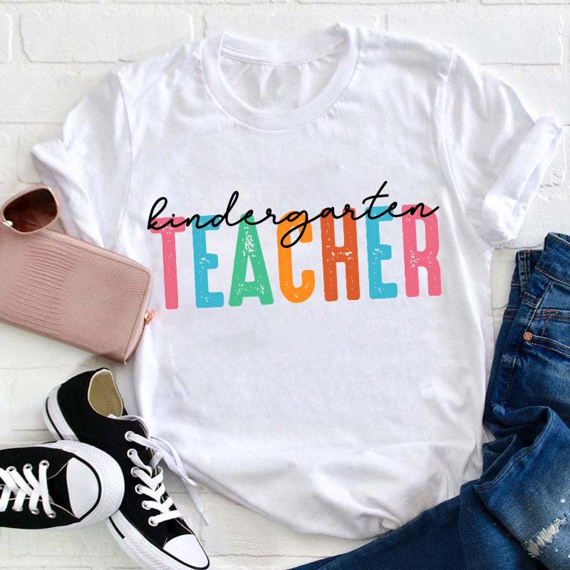 Personalized Colorful Grade Teacher T-Shirt