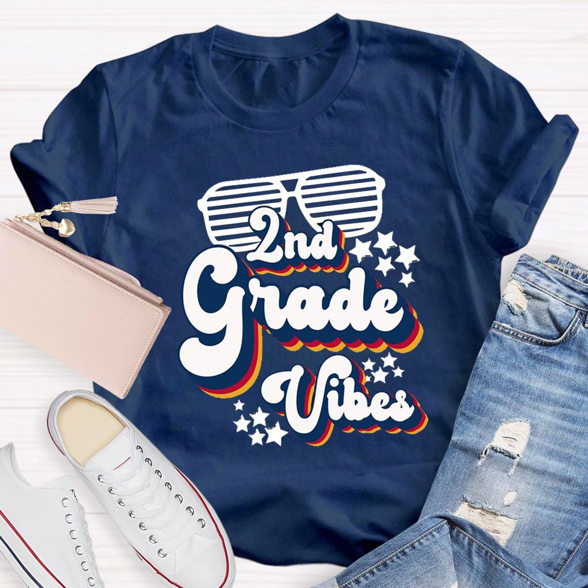 Personalized 2nd Grade VibesTeacher Shirt